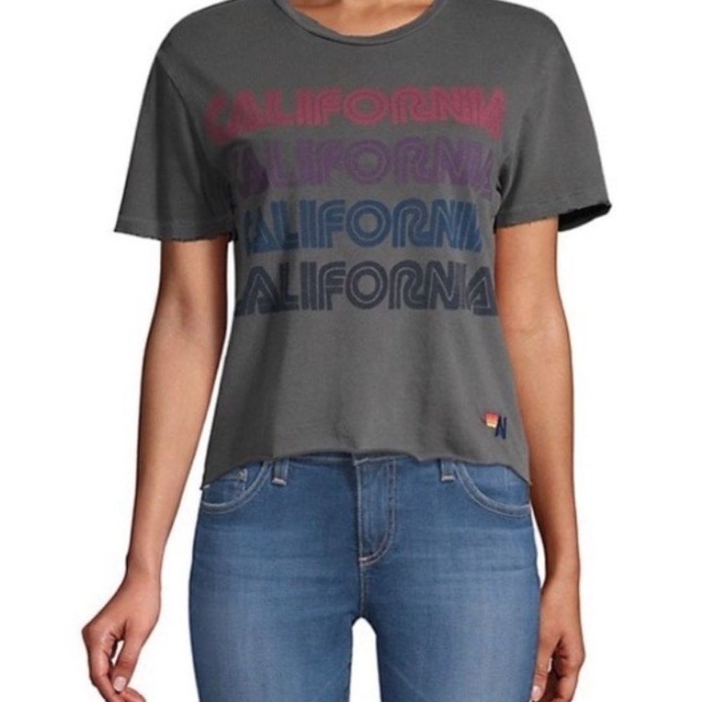 Aviator Nation Gray Tee with California Text